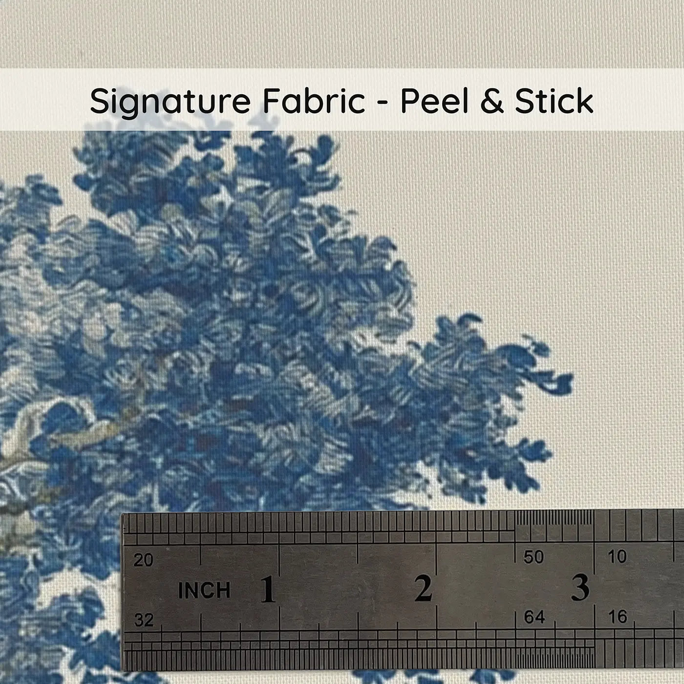 Fabric texture close-up of Harvest Field Wheat Blue Toile Wainscoting Wallpaper by Whimsy Tots