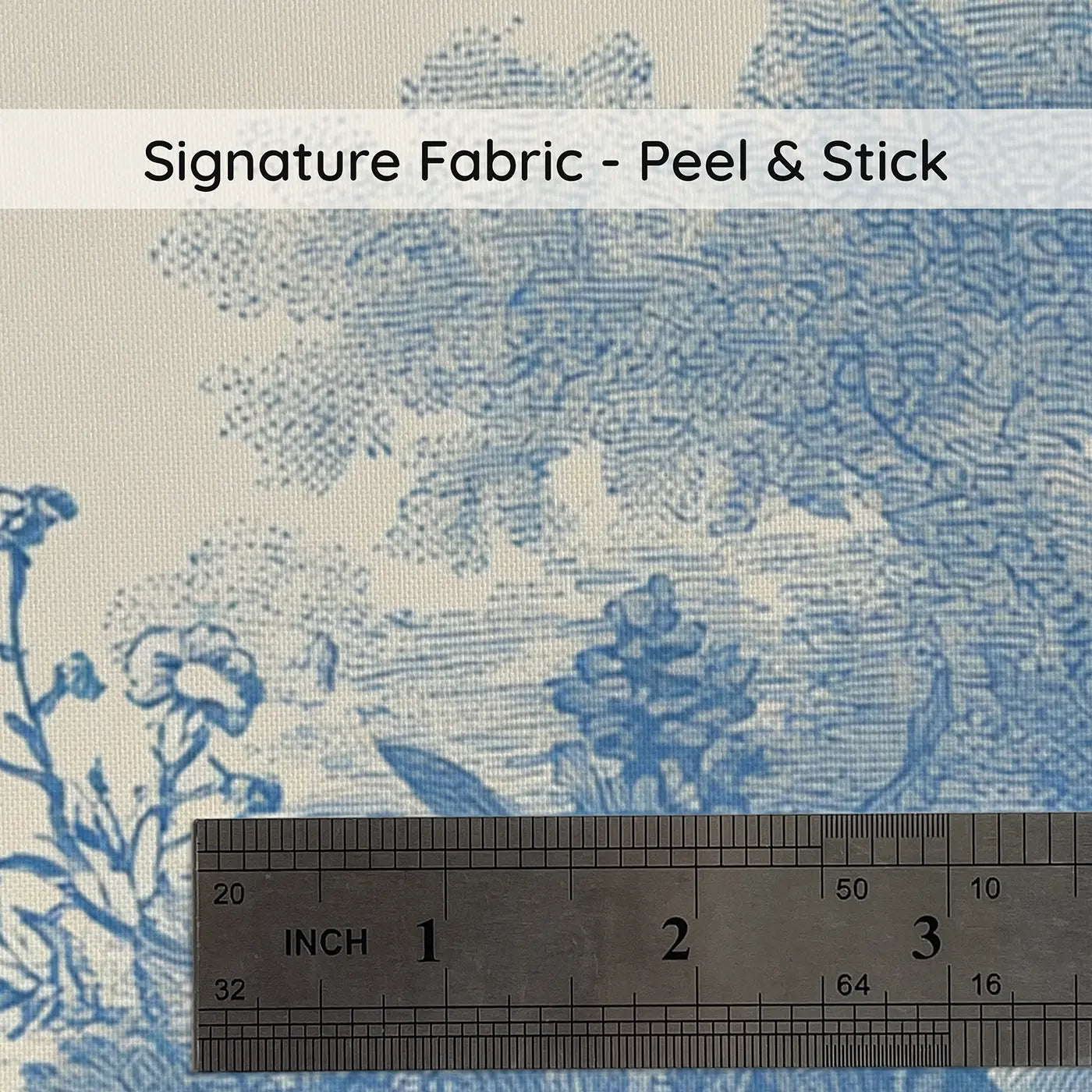 Fabric texture close-up of Meadow Tea Picnic Blue Toile Wainscoting Wallpaper by Whimsy Tots