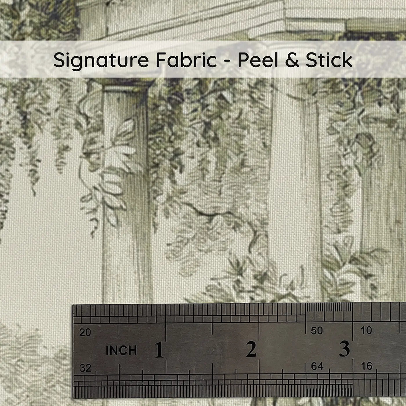 Fabric texture close-up of Gazebo Garden Couple Sepia Toile Wainscoting Wallpaper by Whimsy Tots