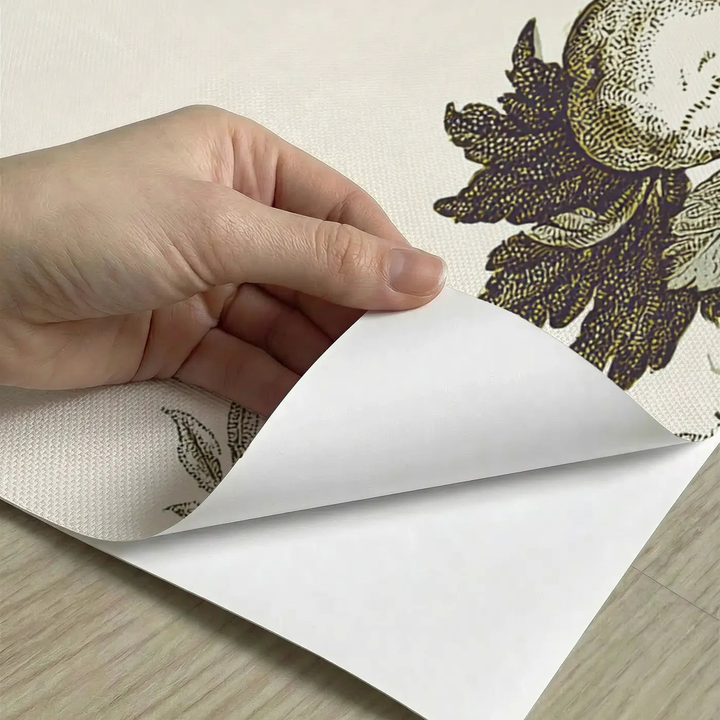 Peel-and-stick detail of Fruit Basket Woman Sepia Toile Wainscoting Wallpaper by Whimsy Tots