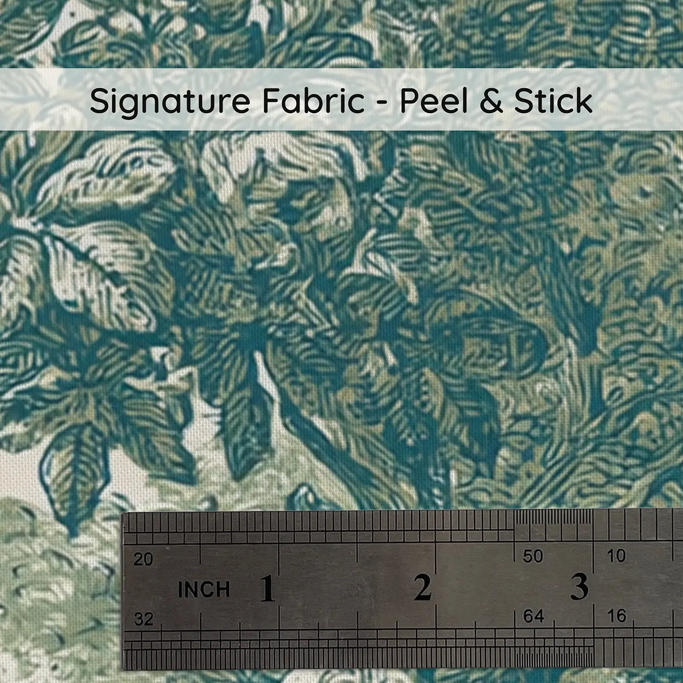Fabric texture close-up of Rose Garden Bower Green Toile Wainscoting Wallpaper by Whimsy Tots