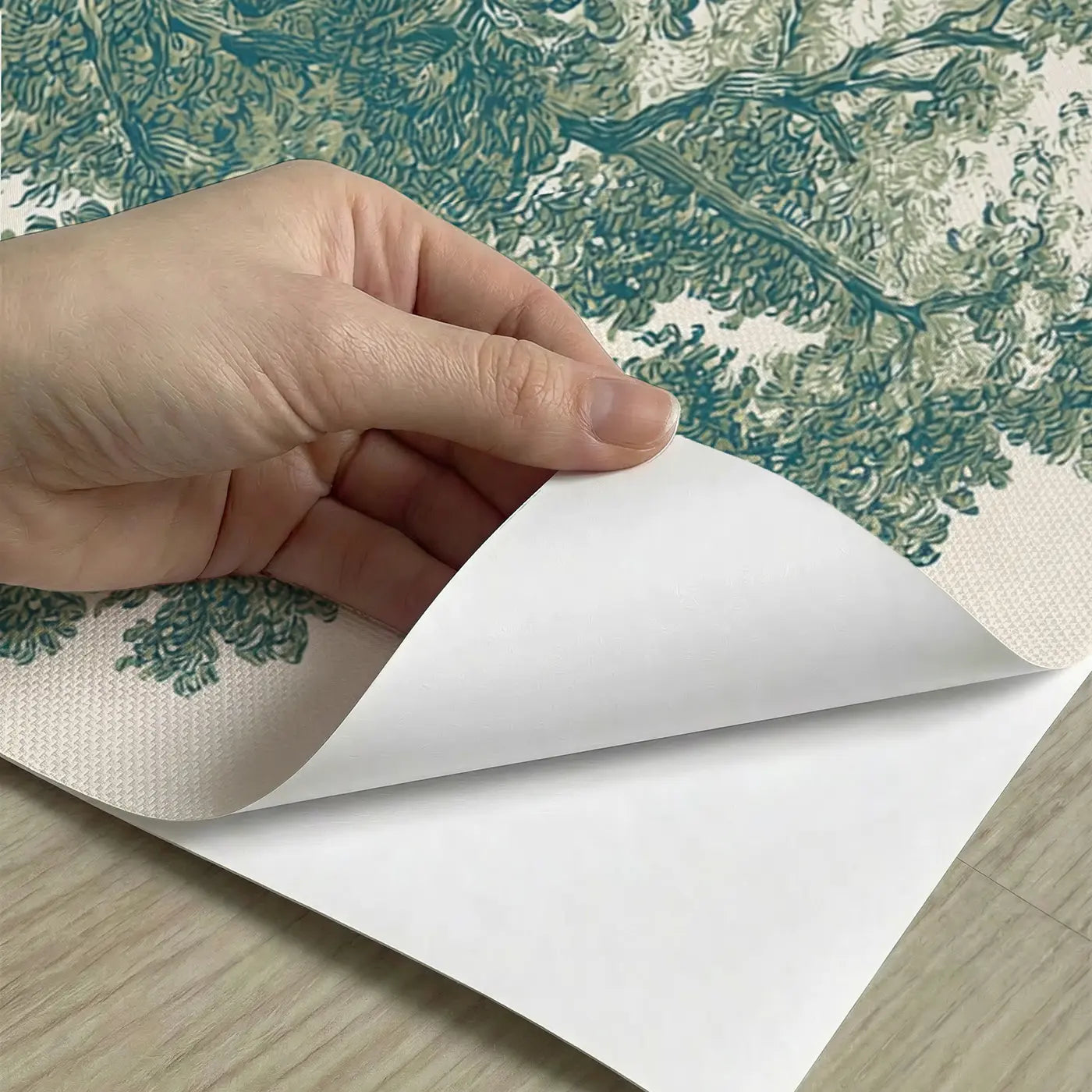 Peel-and-stick detail of Rose Garden Bower Green Toile Wainscoting Wallpaper by Whimsy Tots