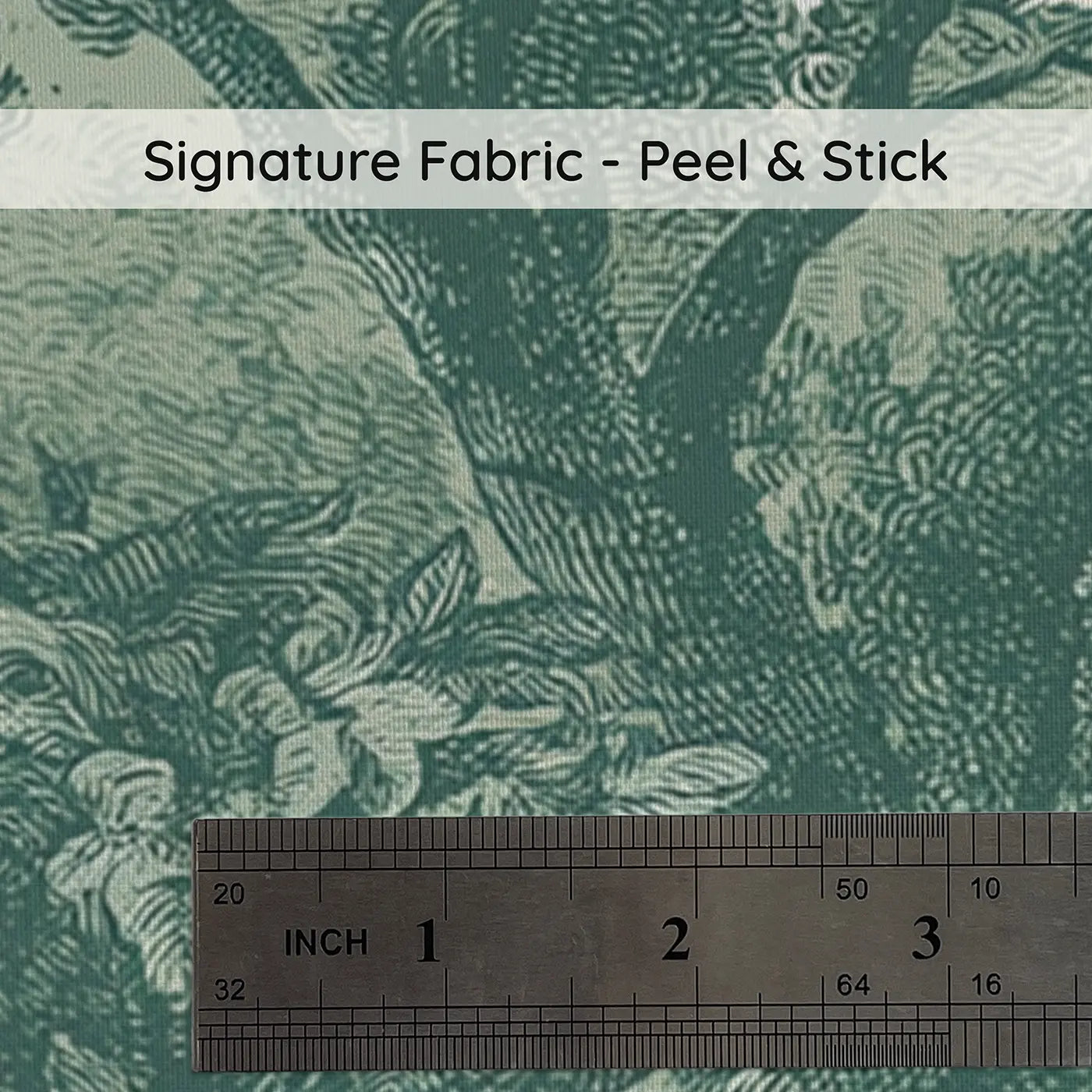 Fabric texture close-up of Vegetable Patch Pick Green Toile Wainscoting Wallpaper by Whimsy Tots