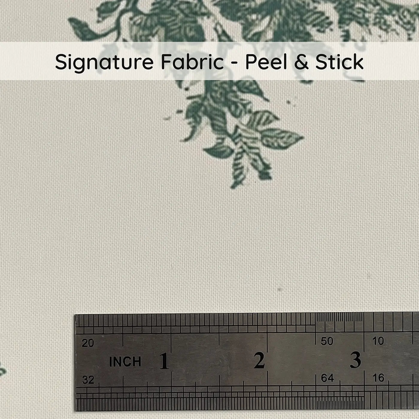 Fabric texture close-up of Orchard Apple Pick Green Toile Wainscoting Wallpaper by Whimsy Tots