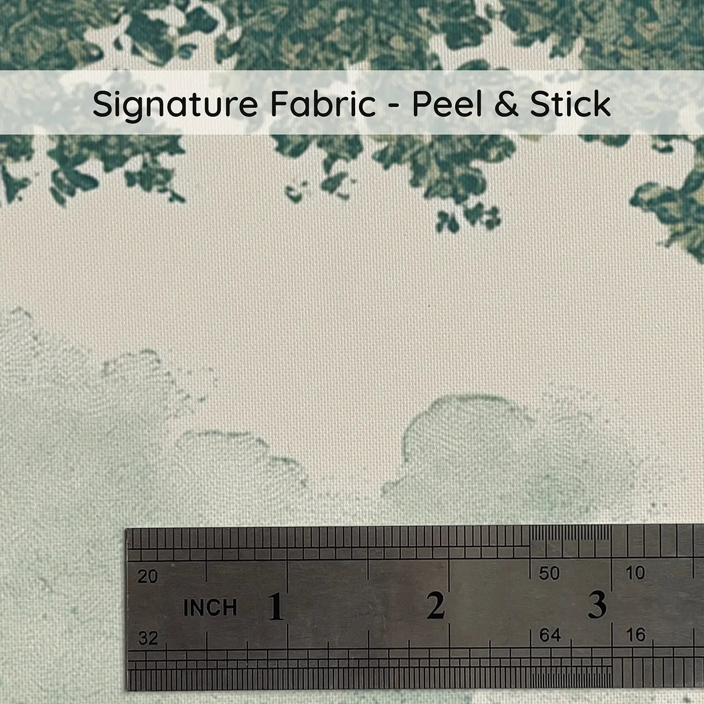 Fabric texture close-up of Forest Path Walk Green Toile Wainscoting Wallpaper by Whimsy Tots