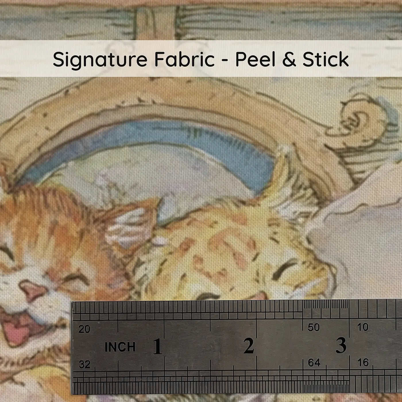 Fabric texture close-up of Noah Ark Animals Peeking Wainscoting Wallpaper by Whimsy Tots