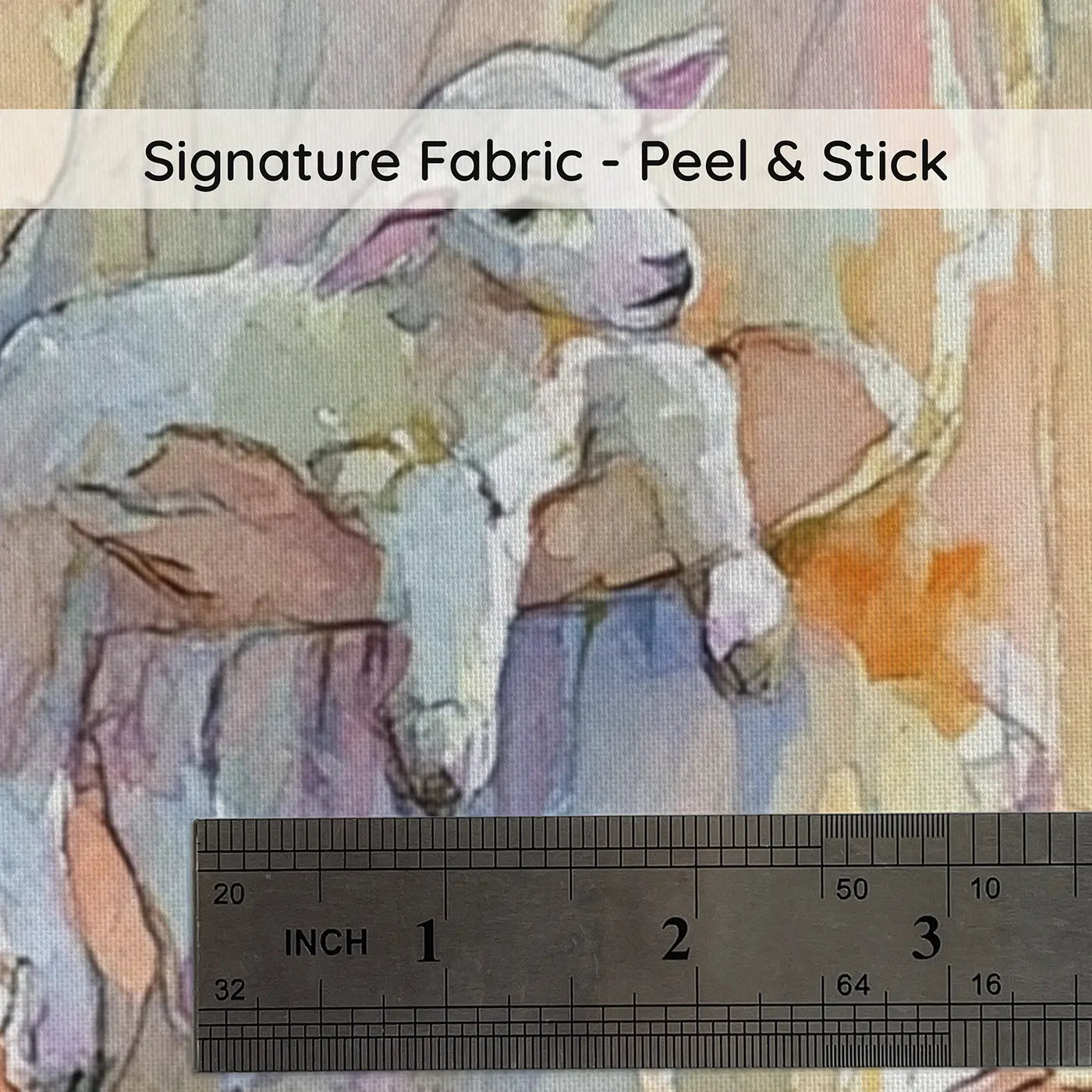 Fabric texture close-up of Good Shepherd Meadow Lambs Wainscoting Wallpaper by Whimsy Tots