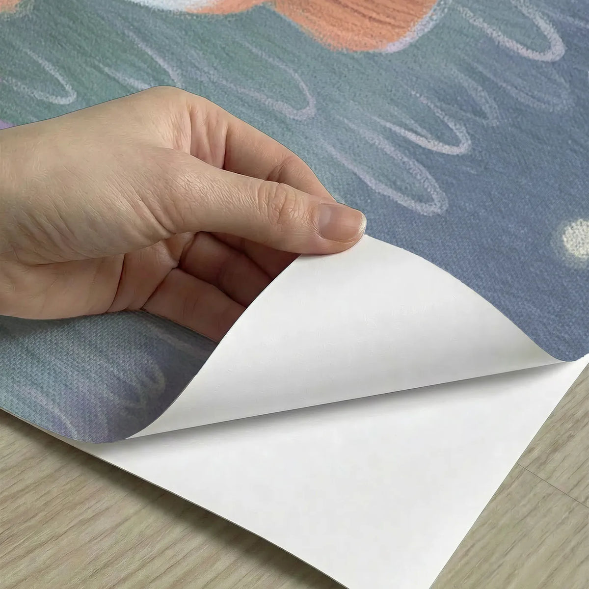 Peel-and-stick detail of Clownfish Night Anemone Glow Wainscoting Wallpaper by Whimsy Tots