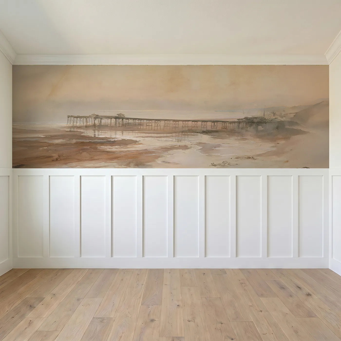 Full panel view of Pier On Bare Legs Wainscoting Wallpaper by Whimsy Tots