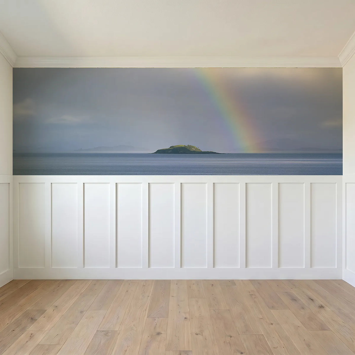 Full panel view of Arc To The Island Wainscoting Wallpaper by Whimsy Tots