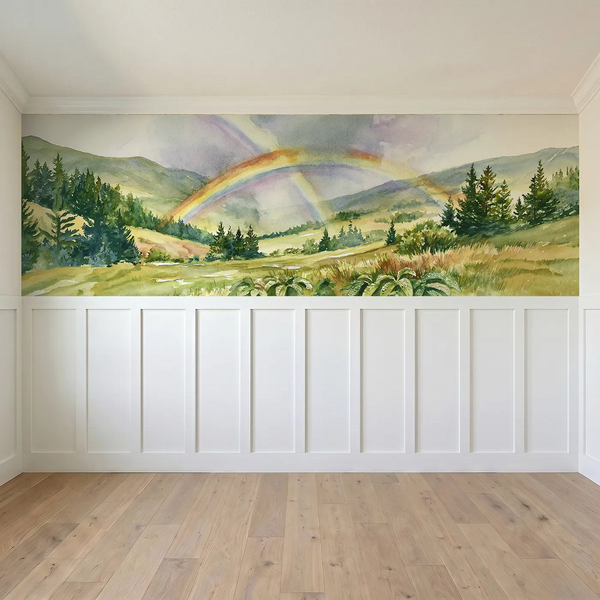 Full panel view of Double Arc After Rain Wainscoting Wallpaper by Whimsy Tots
