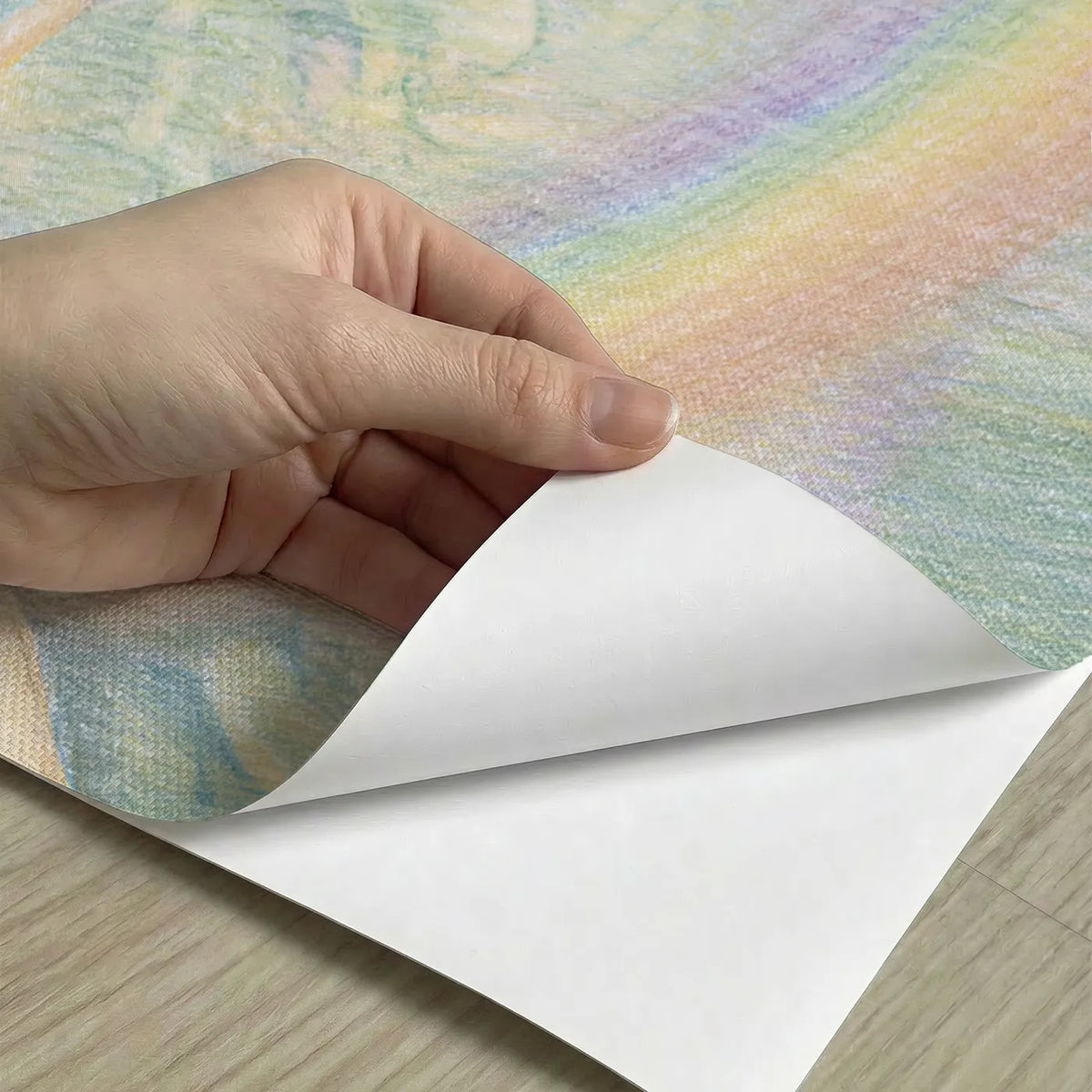 Peel-and-stick detail of Rainbow In The Watering Can Wainscoting Wallpaper by Whimsy Tots