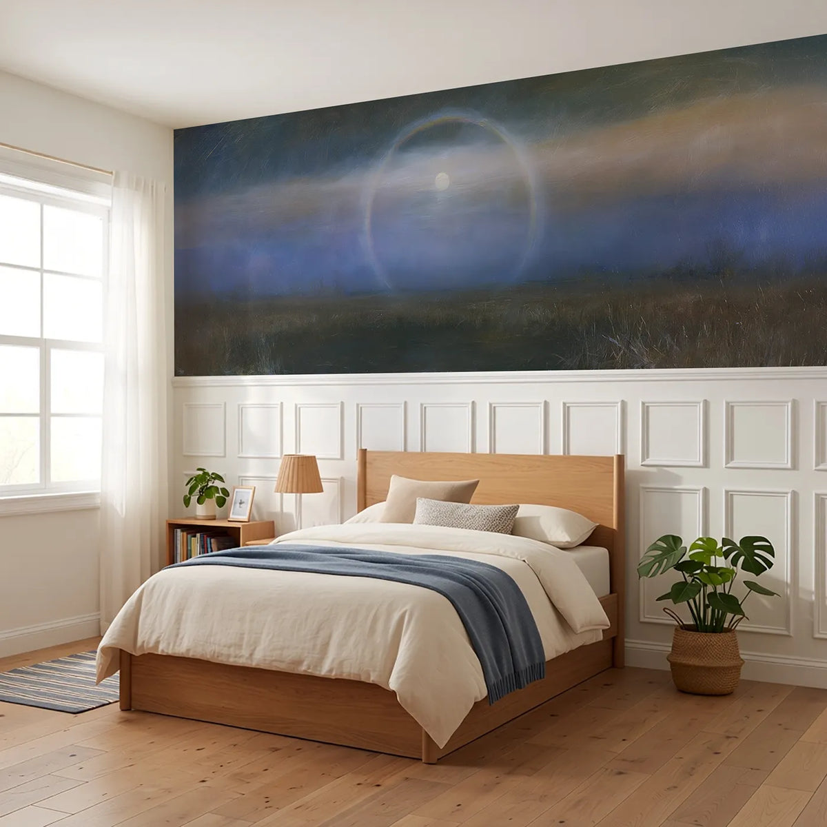Ring Around The Moon Wainscoting Wallpaper styled in a kids room by Whimsy Tots