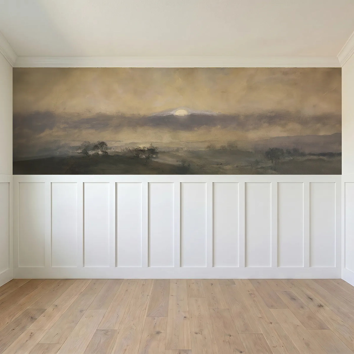 Full panel view of The Silver Lining Wainscoting Wallpaper by Whimsy Tots