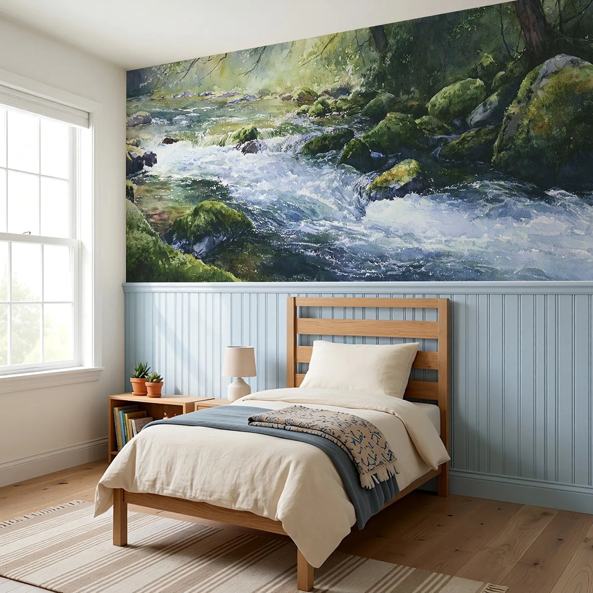 Stream Full Of Glitter Wainscoting Wallpaper styled in a kids room by Whimsy Tots