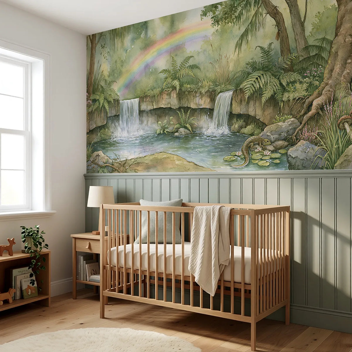 Falls Bow At The Falls Wainscoting Wallpaper styled in a kids room by Whimsy Tots