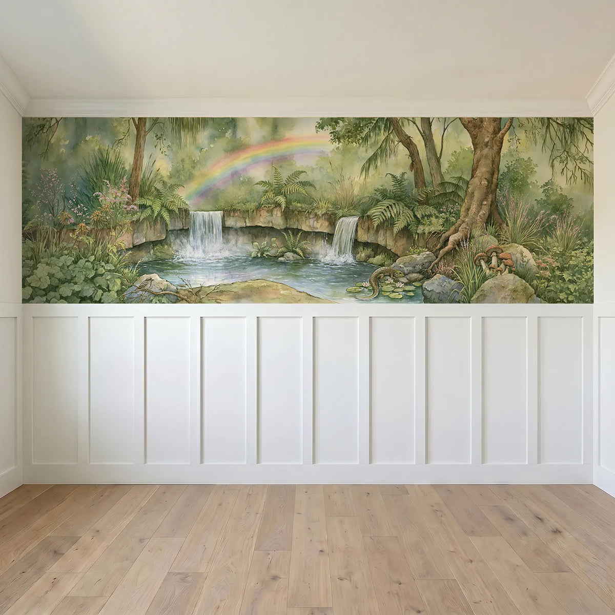 Full panel view of Falls Bow At The Falls Wainscoting Wallpaper by Whimsy Tots