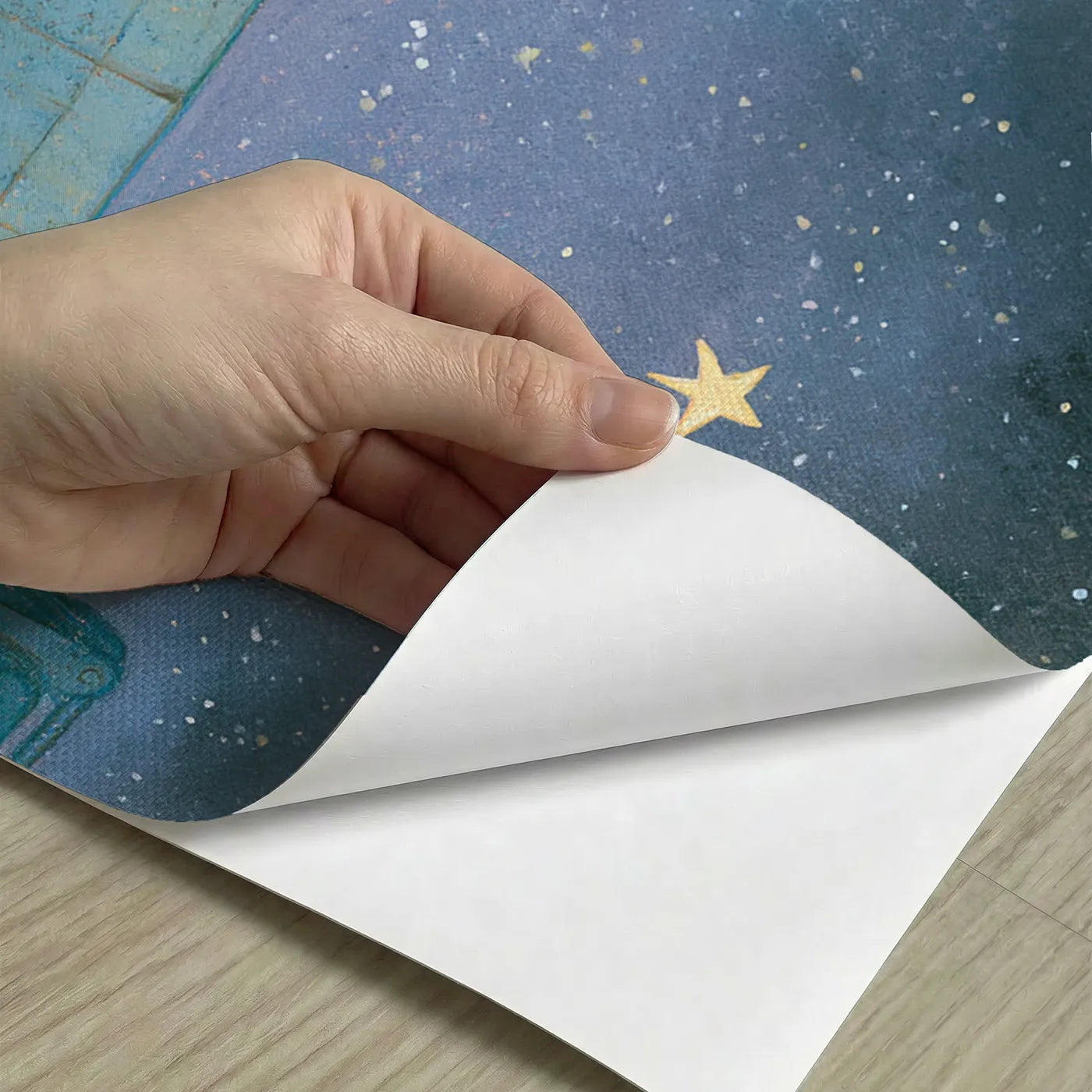 Peel-and-stick detail of Site Asleep Under Stars Wainscoting Wallpaper by Whimsy Tots