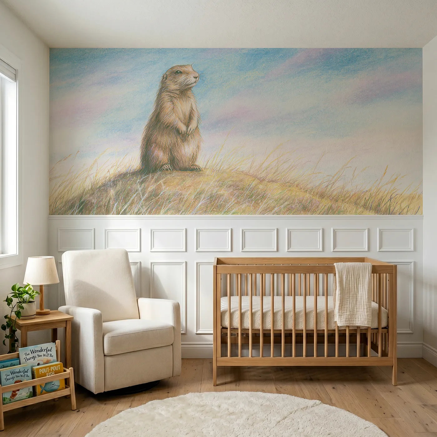 Colored pencil wainscoting wallpaper of a sentry standing tall by Whimsy Tots
