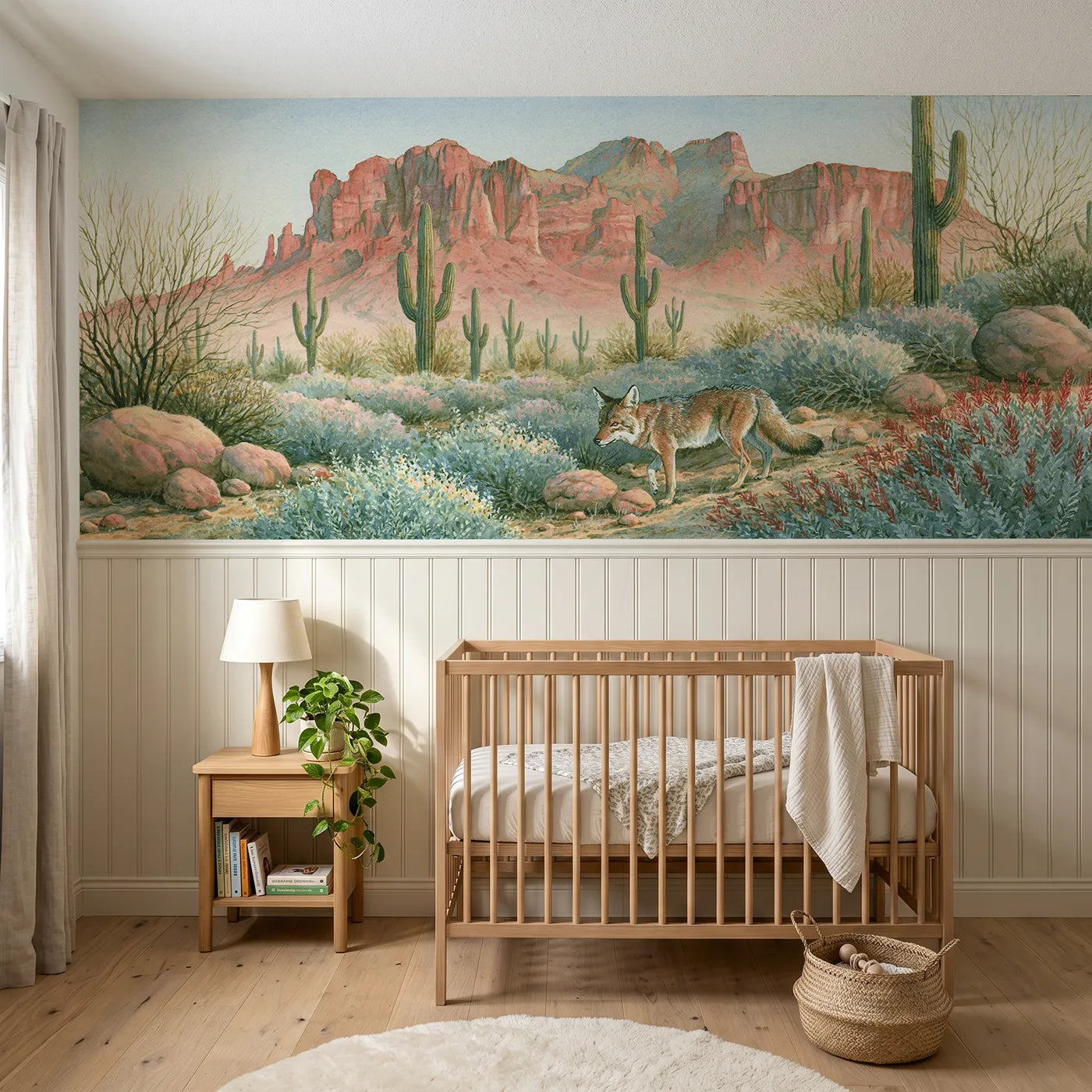 Storybook wainscoting mural of the long red bluffs by Whimsy Tots