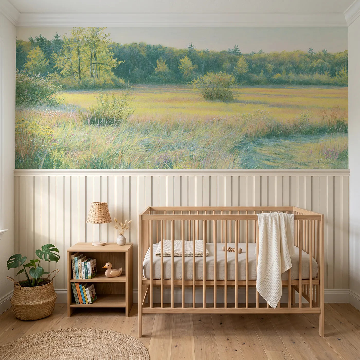 Colored pencil wainscoting wallpaper of where the meadow begins by Whimsy Tots