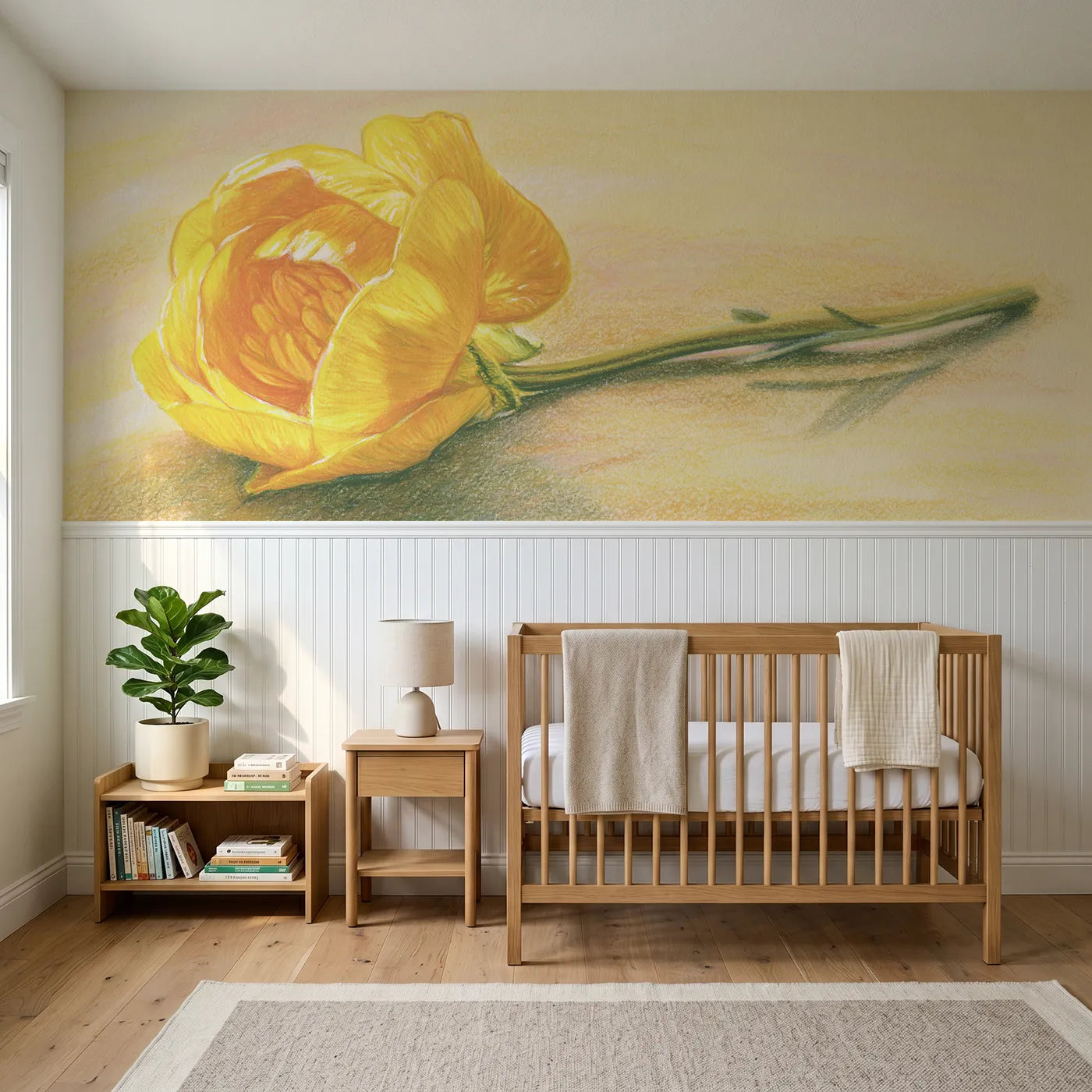 Colored pencil wainscoting wallpaper of the cup of light by Whimsy Tots