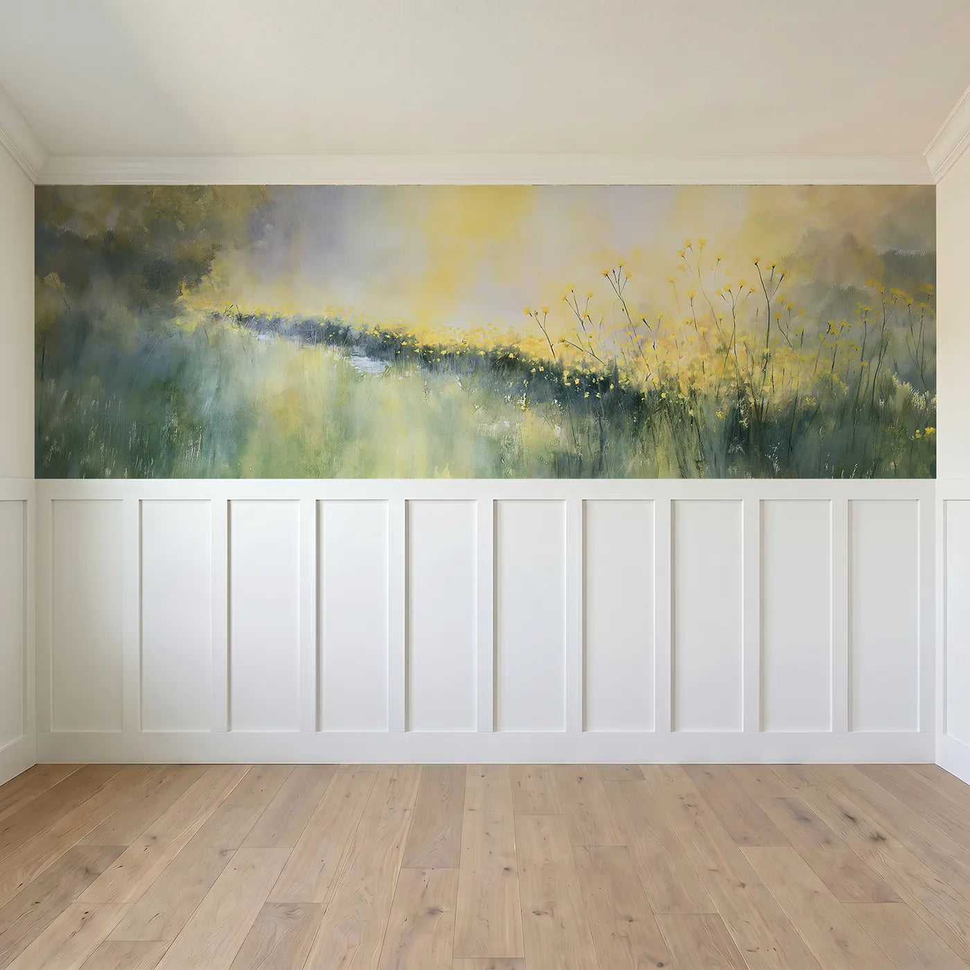 Full panel view of Buttercups By The Brook Wainscoting Wallpaper by Whimsy Tots