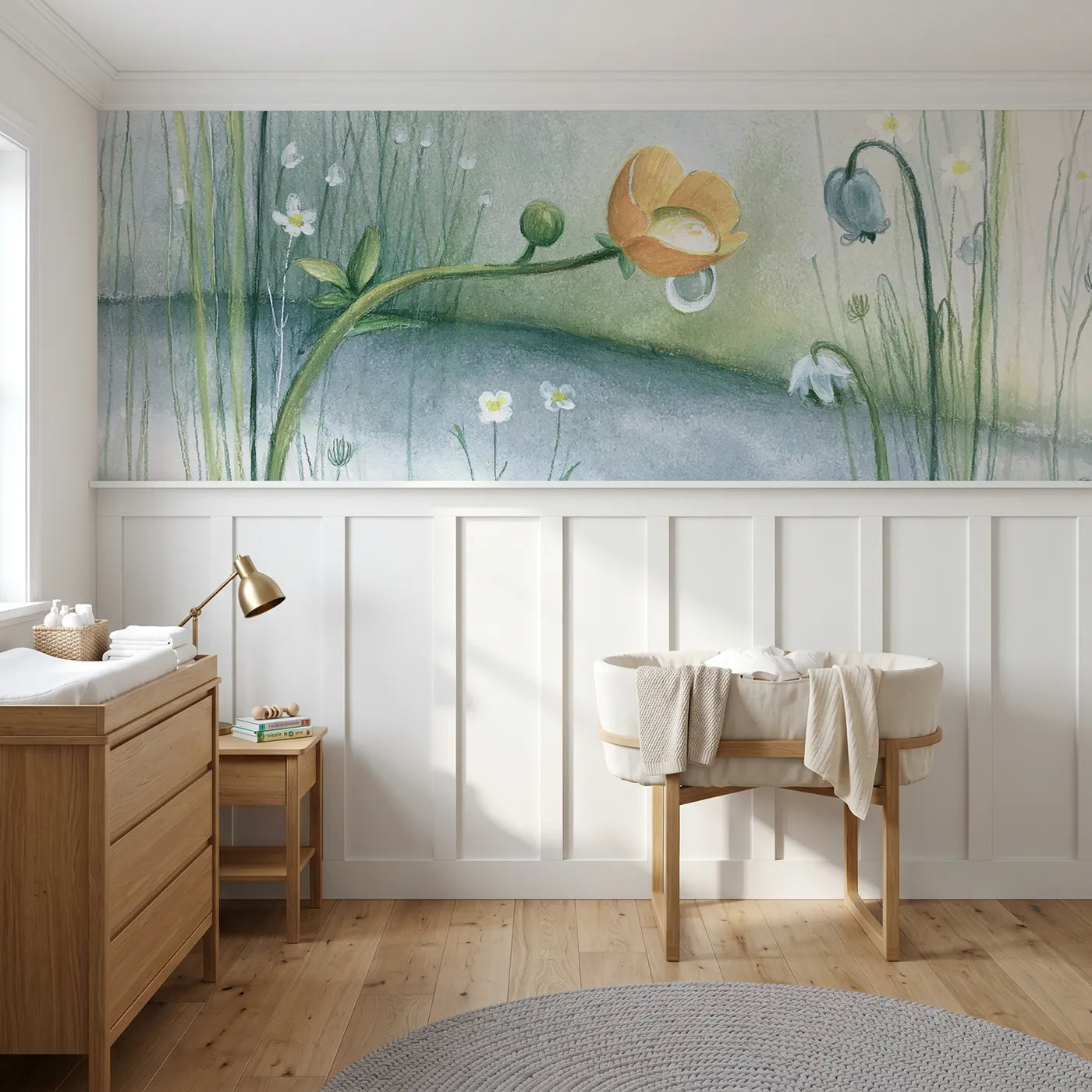 Colored pencil wainscoting wallpaper of the raindrop in the cup by Whimsy Tots