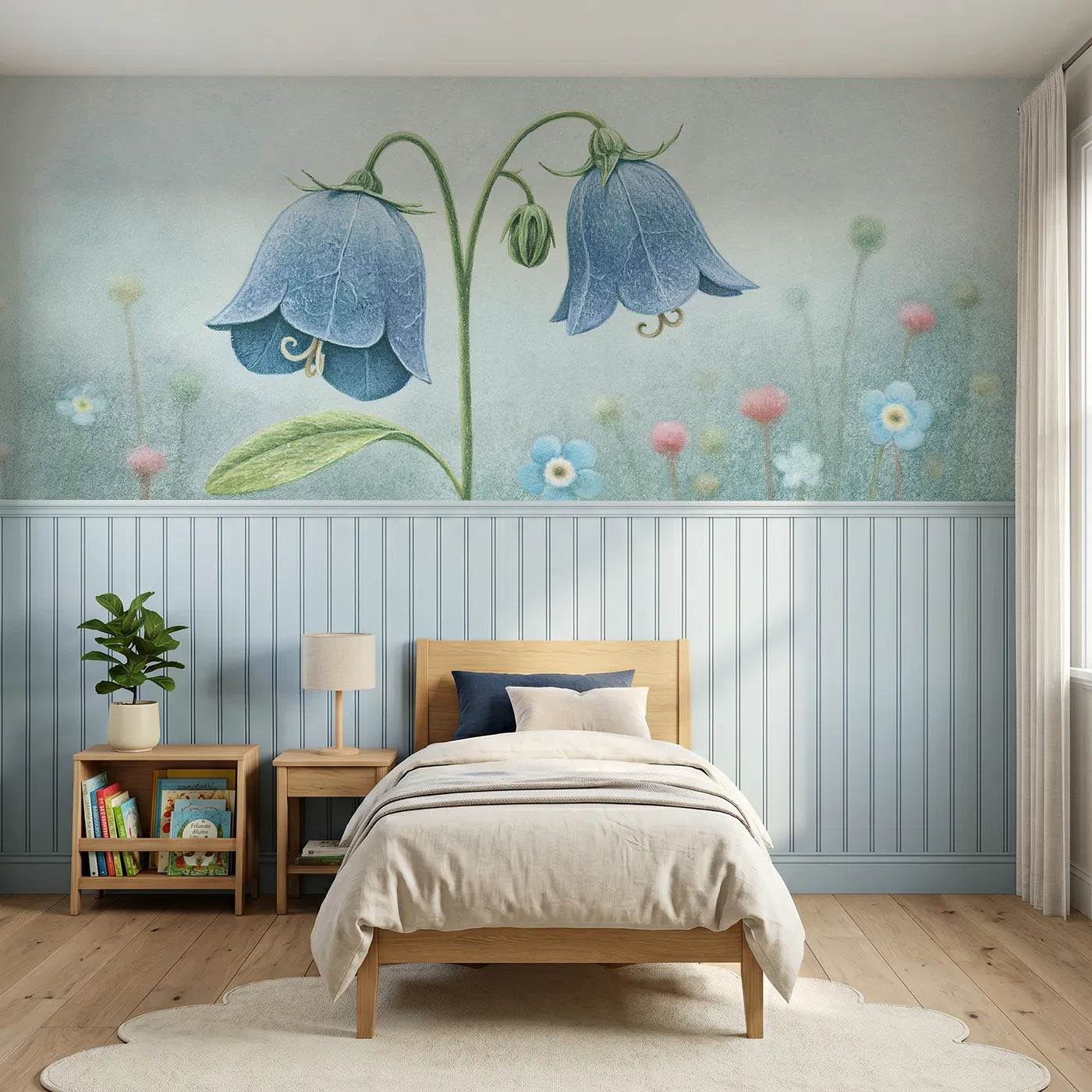 Colored pencil wainscoting wallpaper of the papery bell by Whimsy Tots