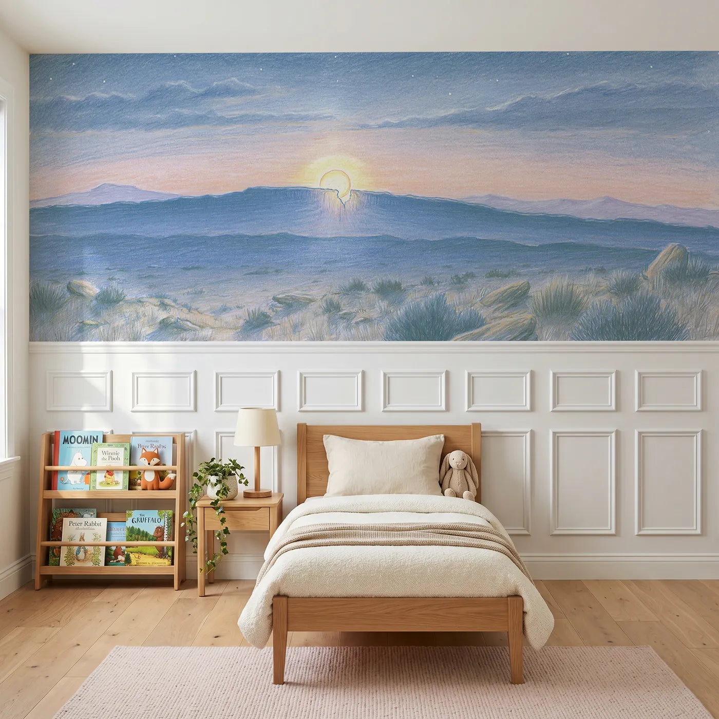 Colored pencil wainscoting wallpaper of one notch bright by Whimsy Tots