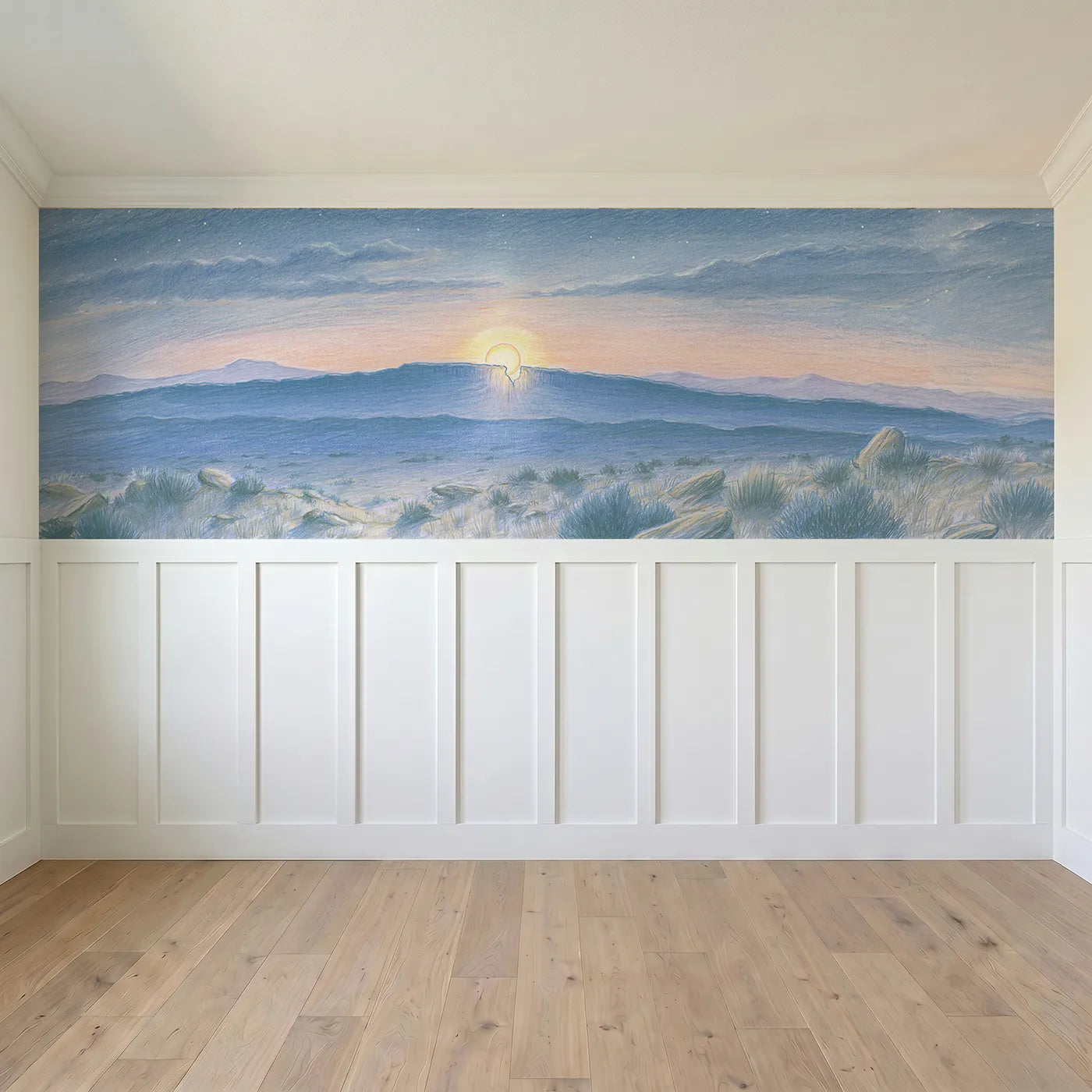Full panel view of One Notch Bright Wainscoting Wallpaper by Whimsy Tots