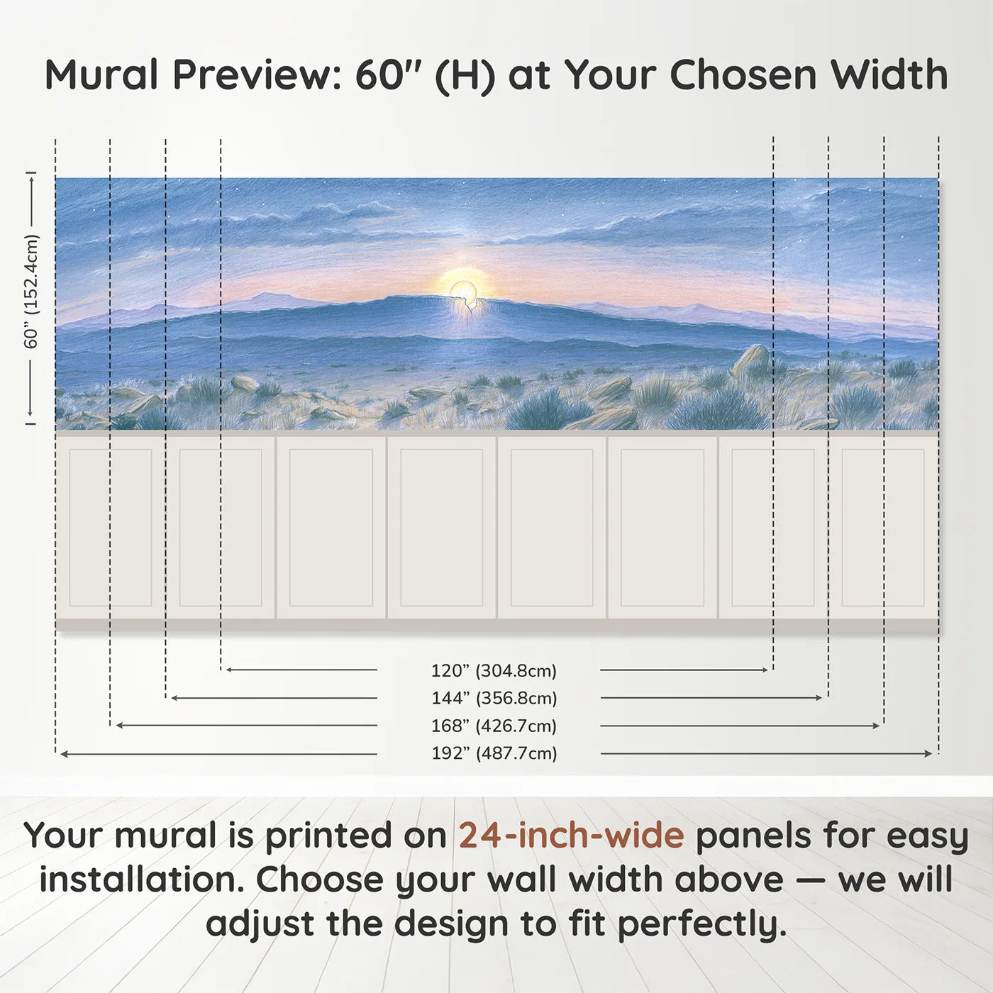 Panel dimensions for One Notch Bright Wainscoting Wallpaper by Whimsy Tots