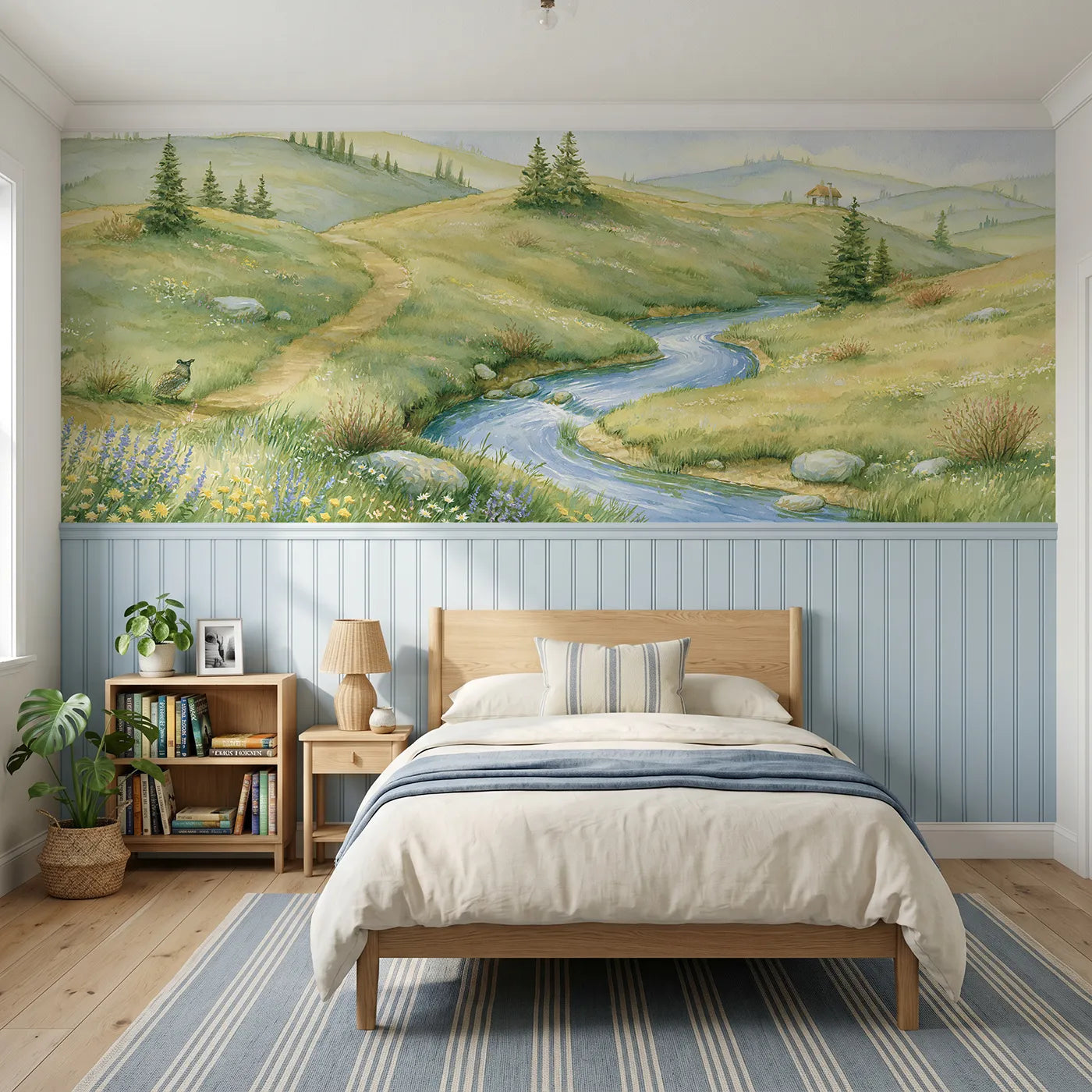 Storybook wainscoting wallpaper of where the waters part by Whimsy Tots