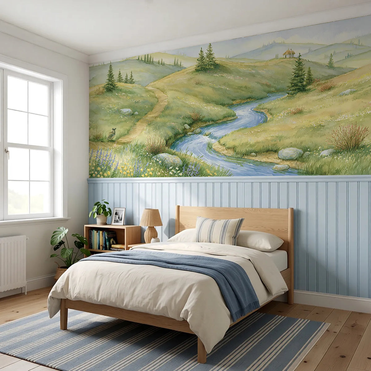 Where The Waters Part Wainscoting Wallpaper styled in a kids room by Whimsy Tots