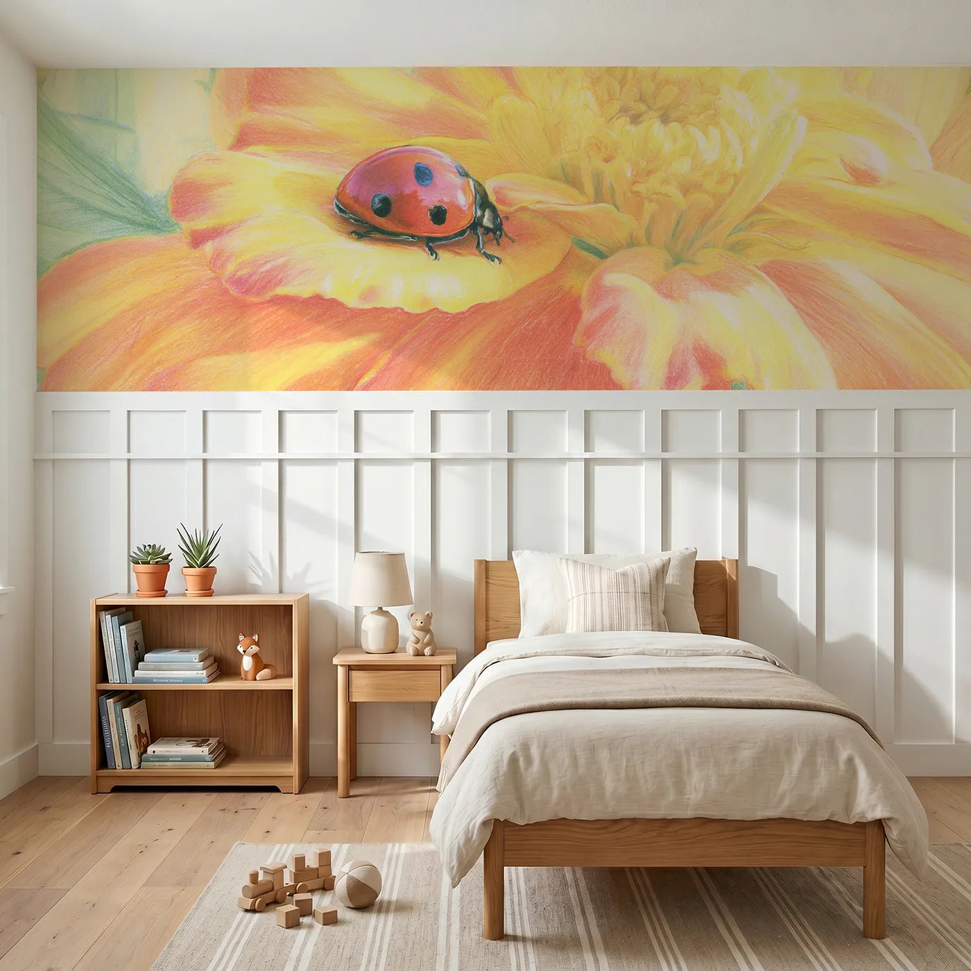 Colored pencil wainscoting wallpaper of counting to seven by Whimsy Tots
