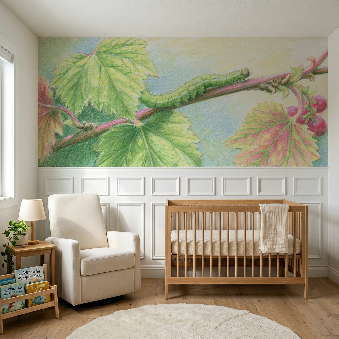 Colored pencil wainscoting wallpaper of measuring the stem by Whimsy Tots