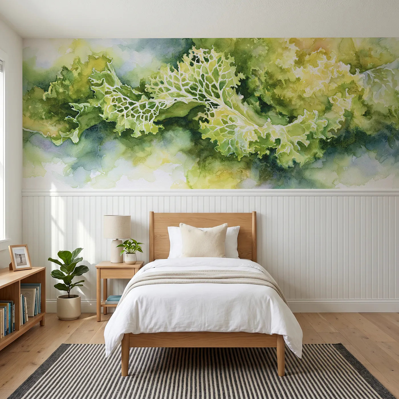 Watercolor wainscoting wallpaper of eaten into lace by Whimsy Tots