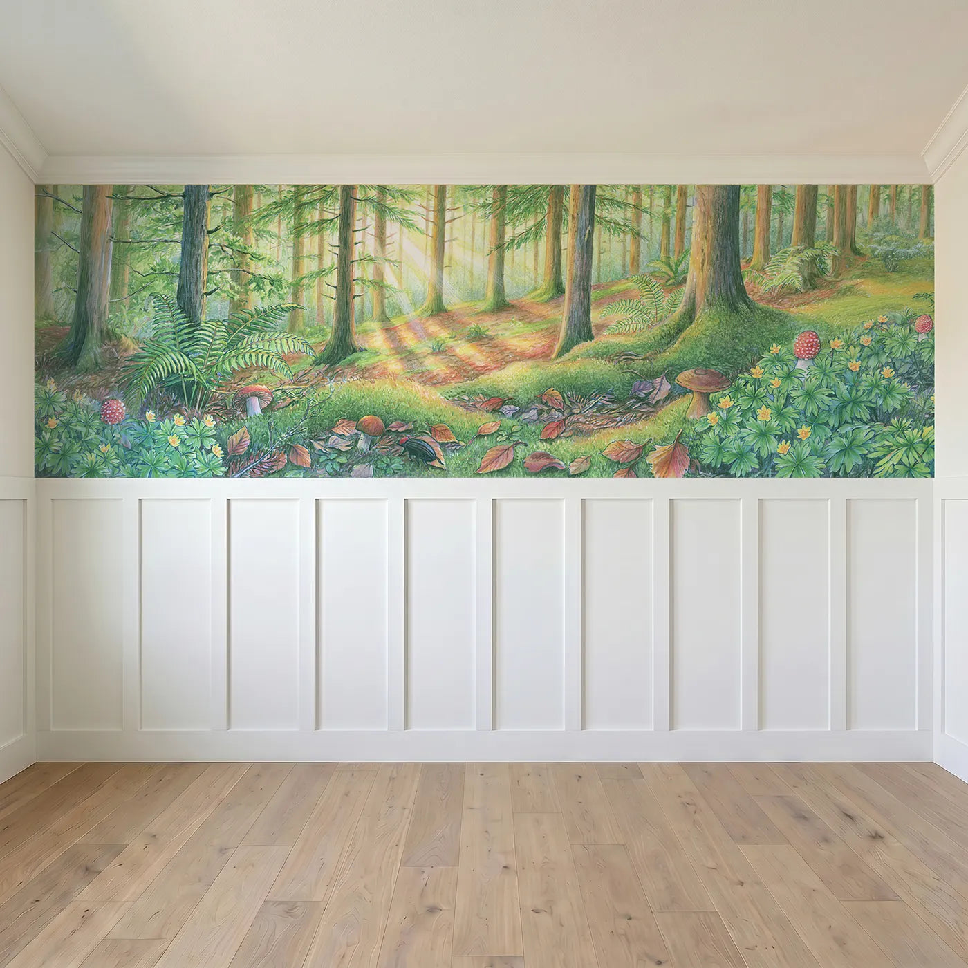 Full panel view of Light In Little Pools Wainscoting Wallpaper by Whimsy Tots