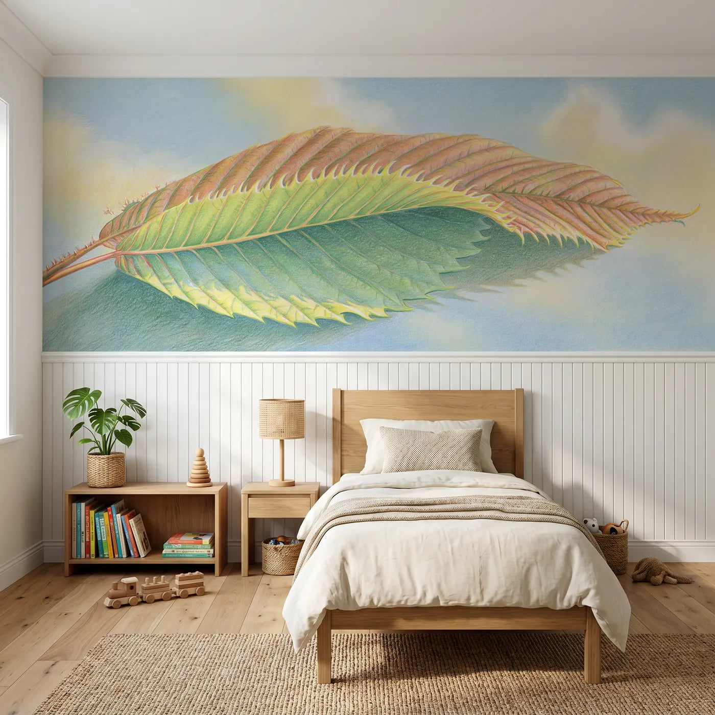 Colored pencil wainscoting wallpaper of the saw edge by Whimsy Tots