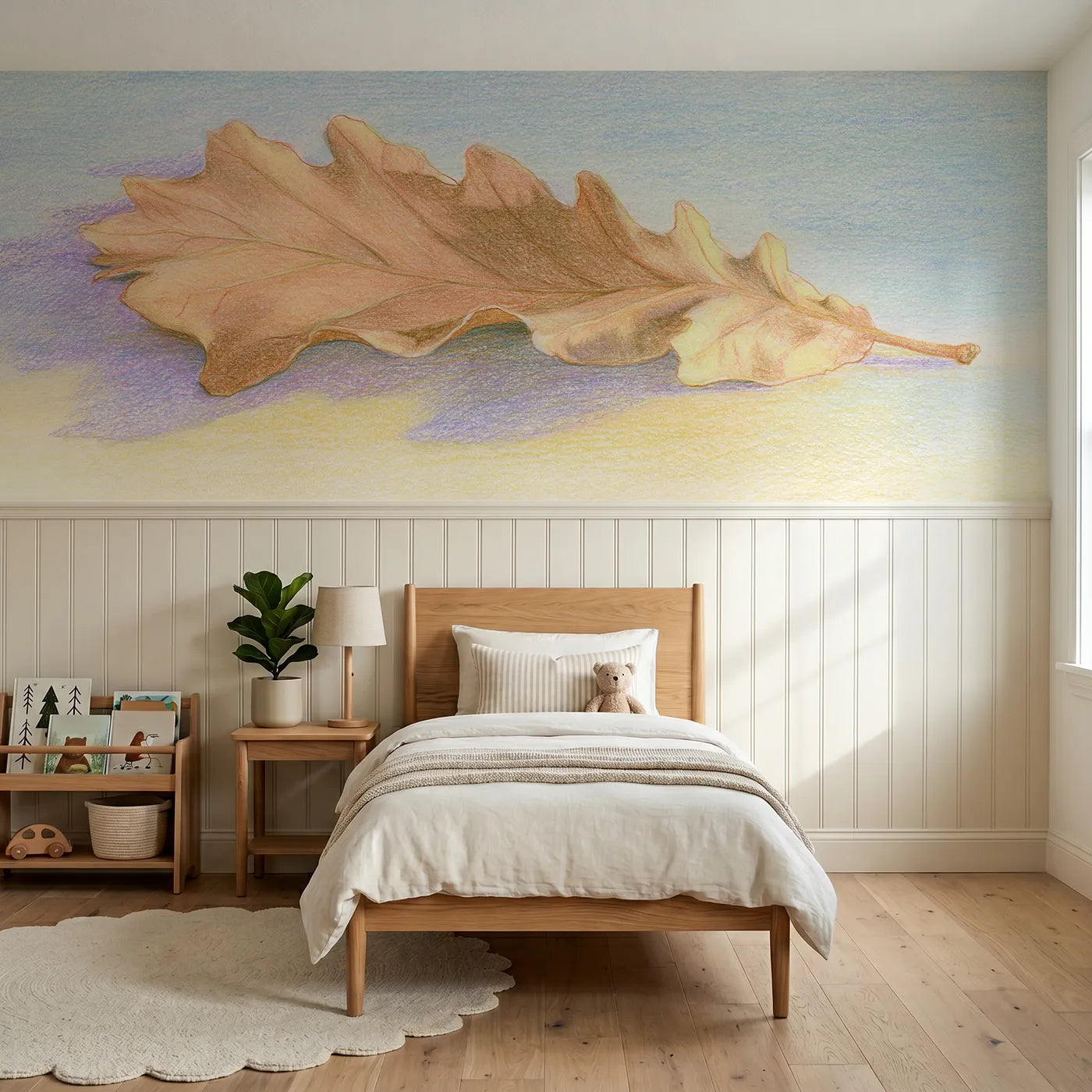 Colored pencil wainscoting wallpaper of the wavy edge at dusk by Whimsy Tots