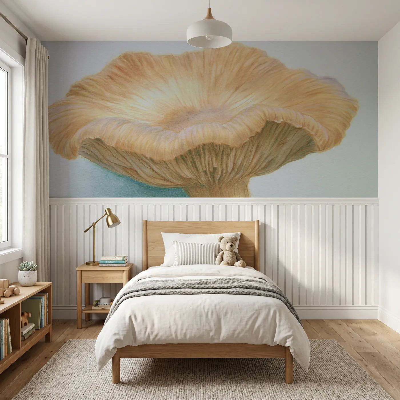 Colored pencil wainscoting wallpaper of the pleated ceiling by Whimsy Tots