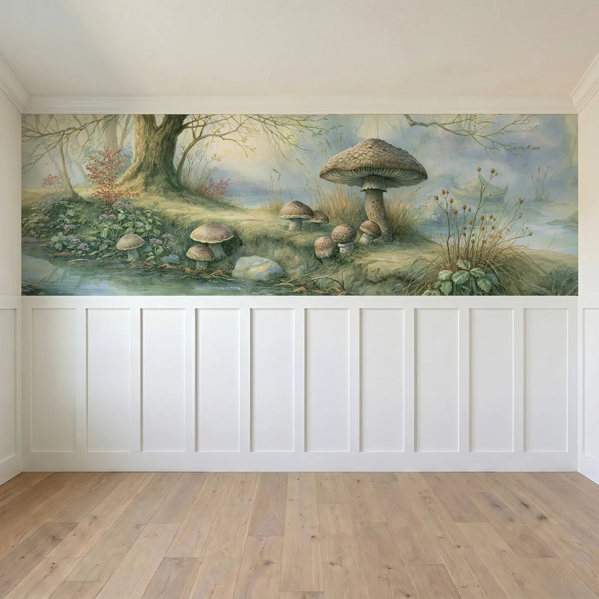 Full panel view of The Parasol Standing Tallest Wainscoting Wallpaper by Whimsy Tots