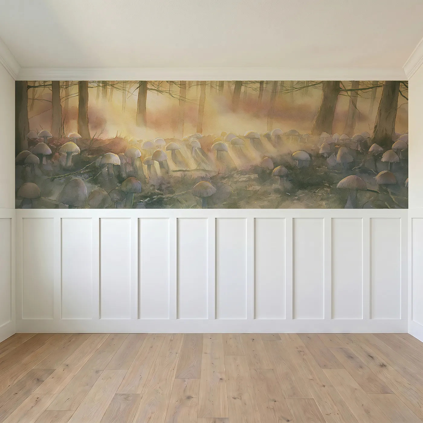 Full panel view of Caps In The Last Light Wainscoting Wallpaper by Whimsy Tots
