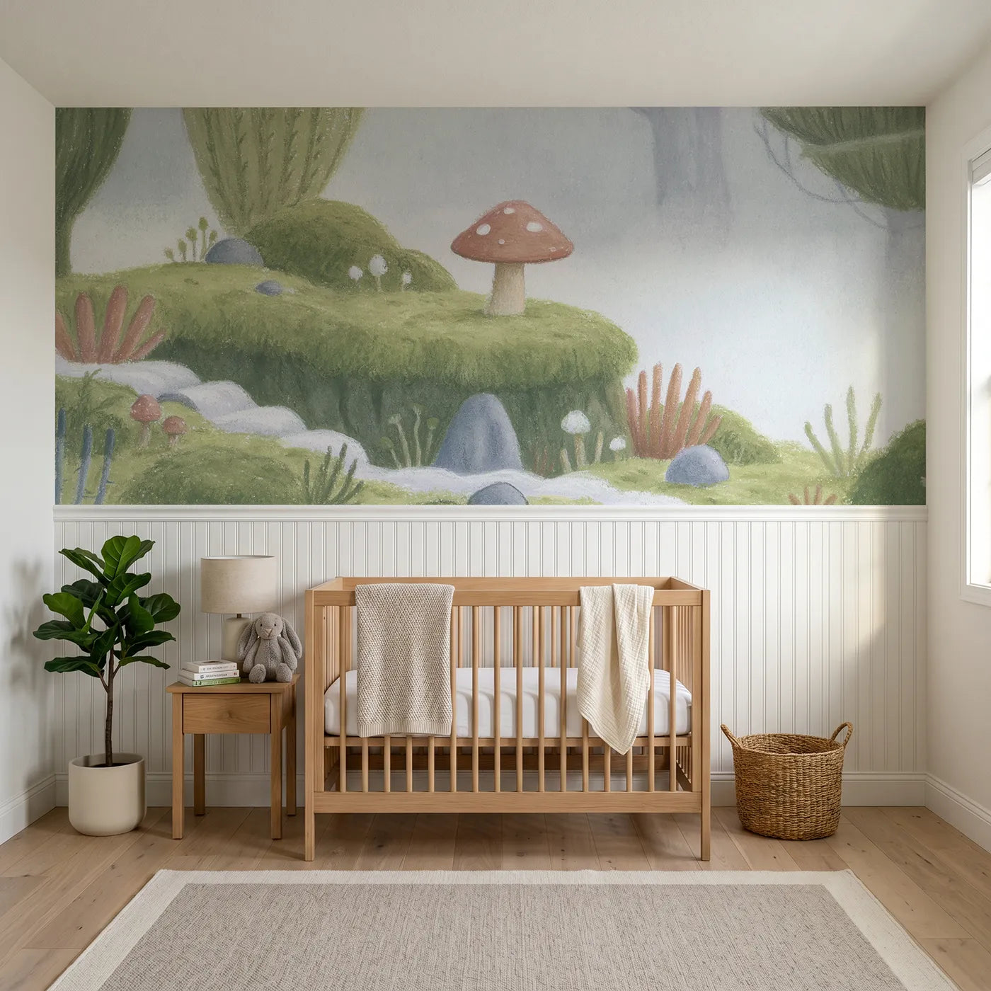 Colored pencil wainscoting wallpaper of the smallest landscape by Whimsy Tots
