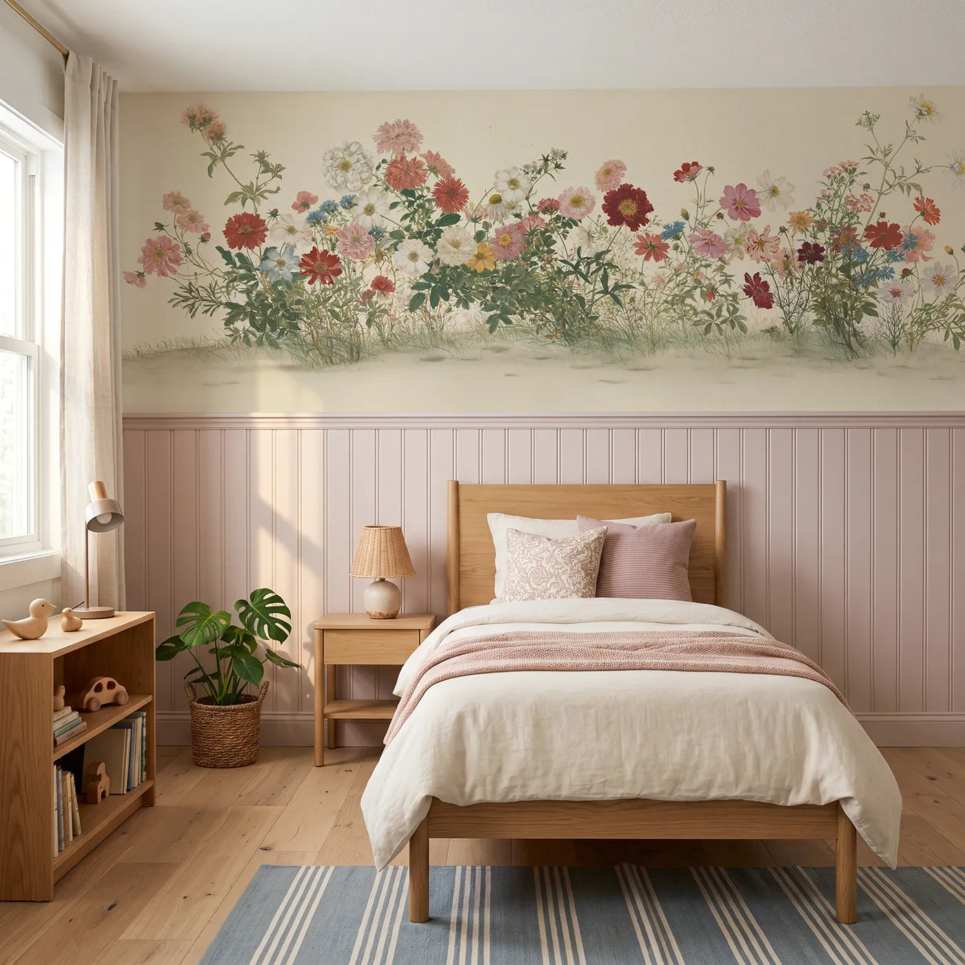 Chinoiserie wainscoting wallpaper of the hundred blossoms by Whimsy Tots