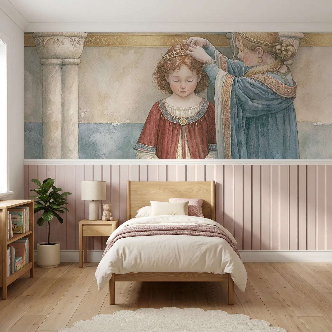 Storybook wainscoting wallpaper of the simple circlet by Whimsy Tots