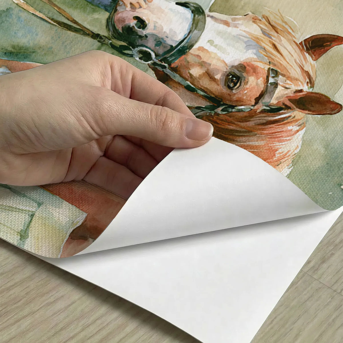 Peel-and-stick detail of The Pony At The Gate Wainscoting Wallpaper by Whimsy Tots
