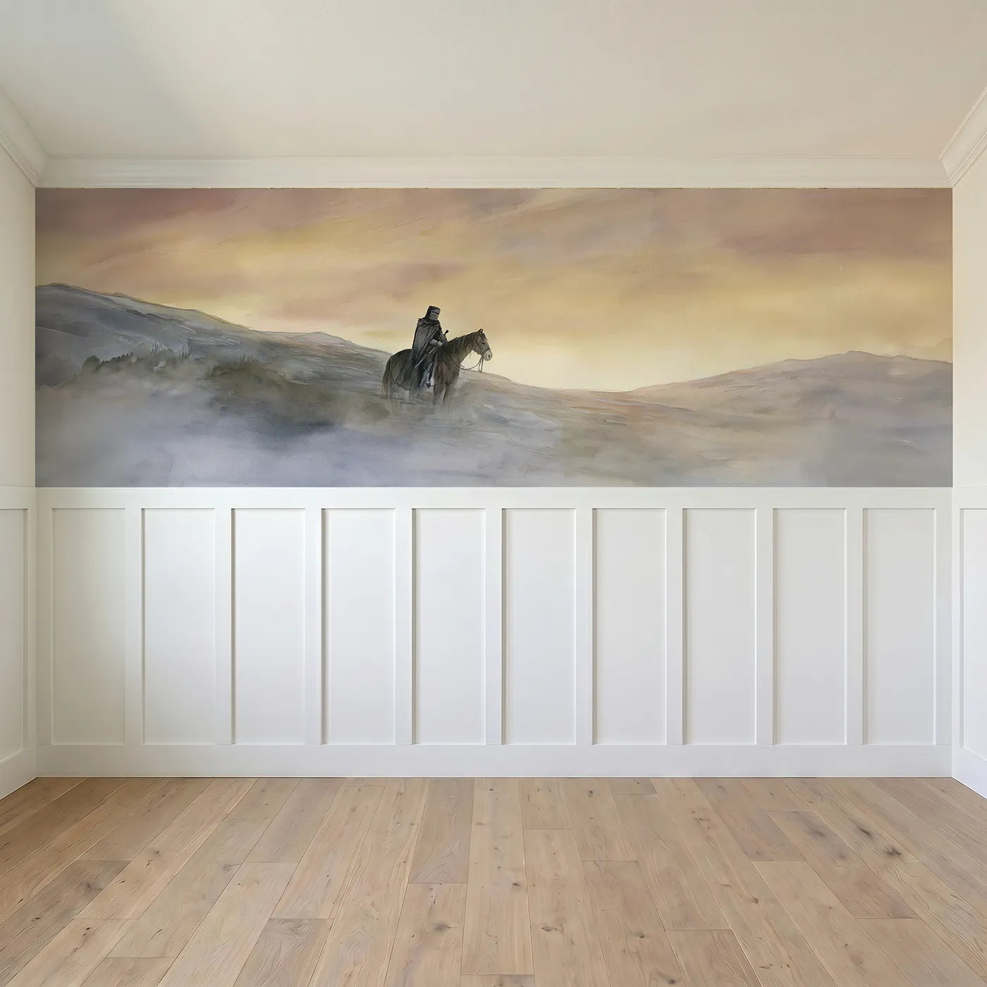 Full panel view of Knight And Horse Resting Wainscoting Wallpaper by Whimsy Tots