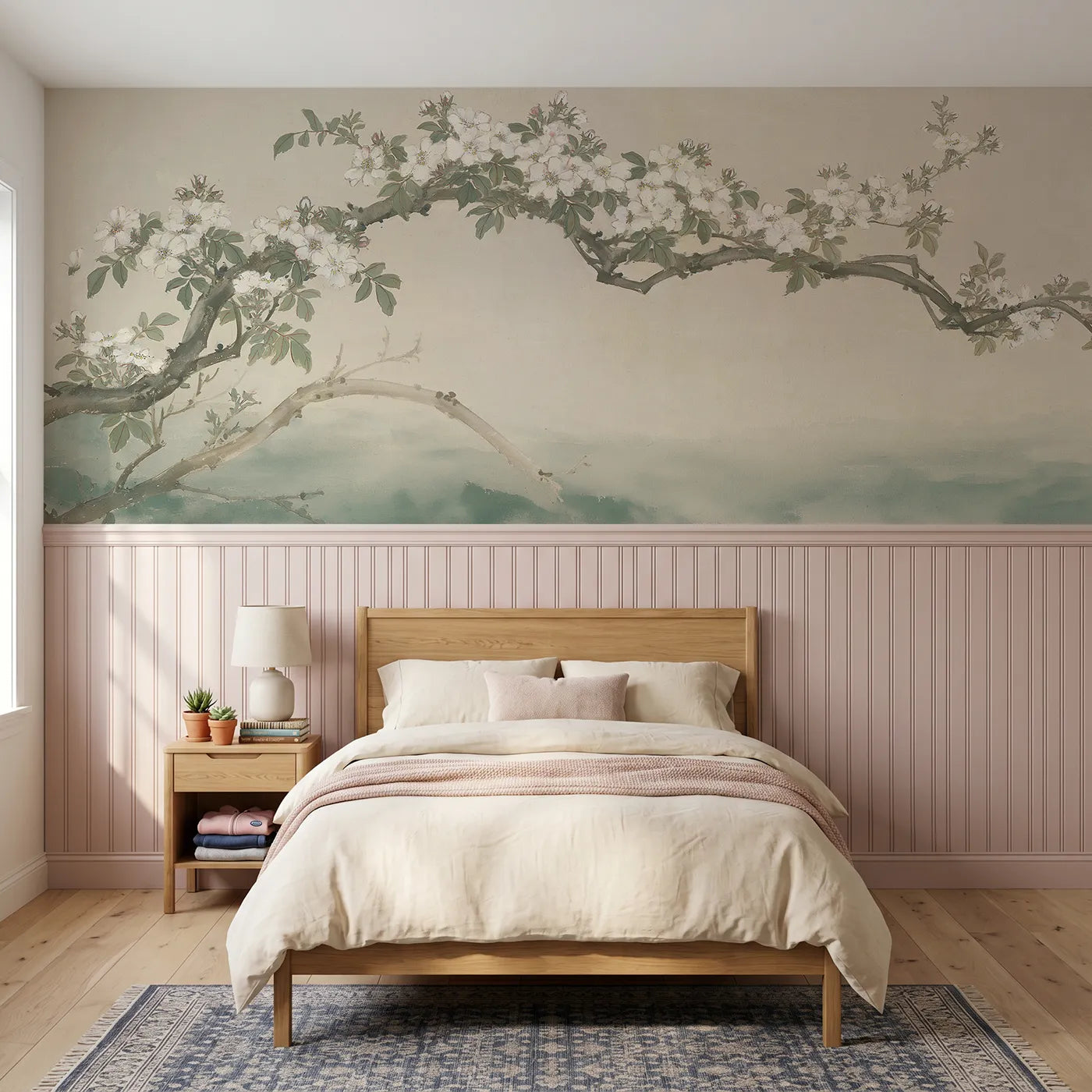 Chinoiserie wainscoting wallpaper of the rose arbor by Whimsy Tots