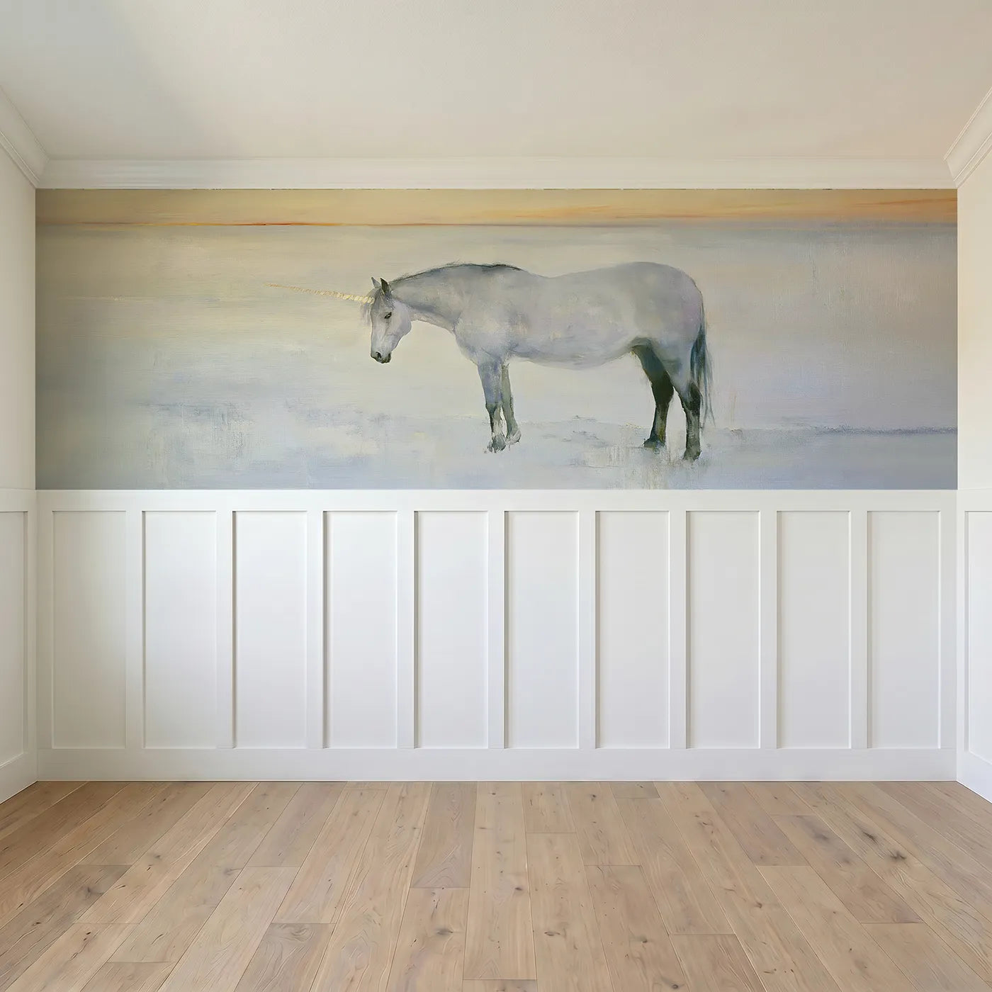Full panel view of The Horn At First Light Wainscoting Wallpaper by Whimsy Tots